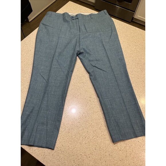 Canali Dress Pants Wool Silk Linen Blend Blue Sz 38 X 26 Made In Italy - Picture 1 of 8